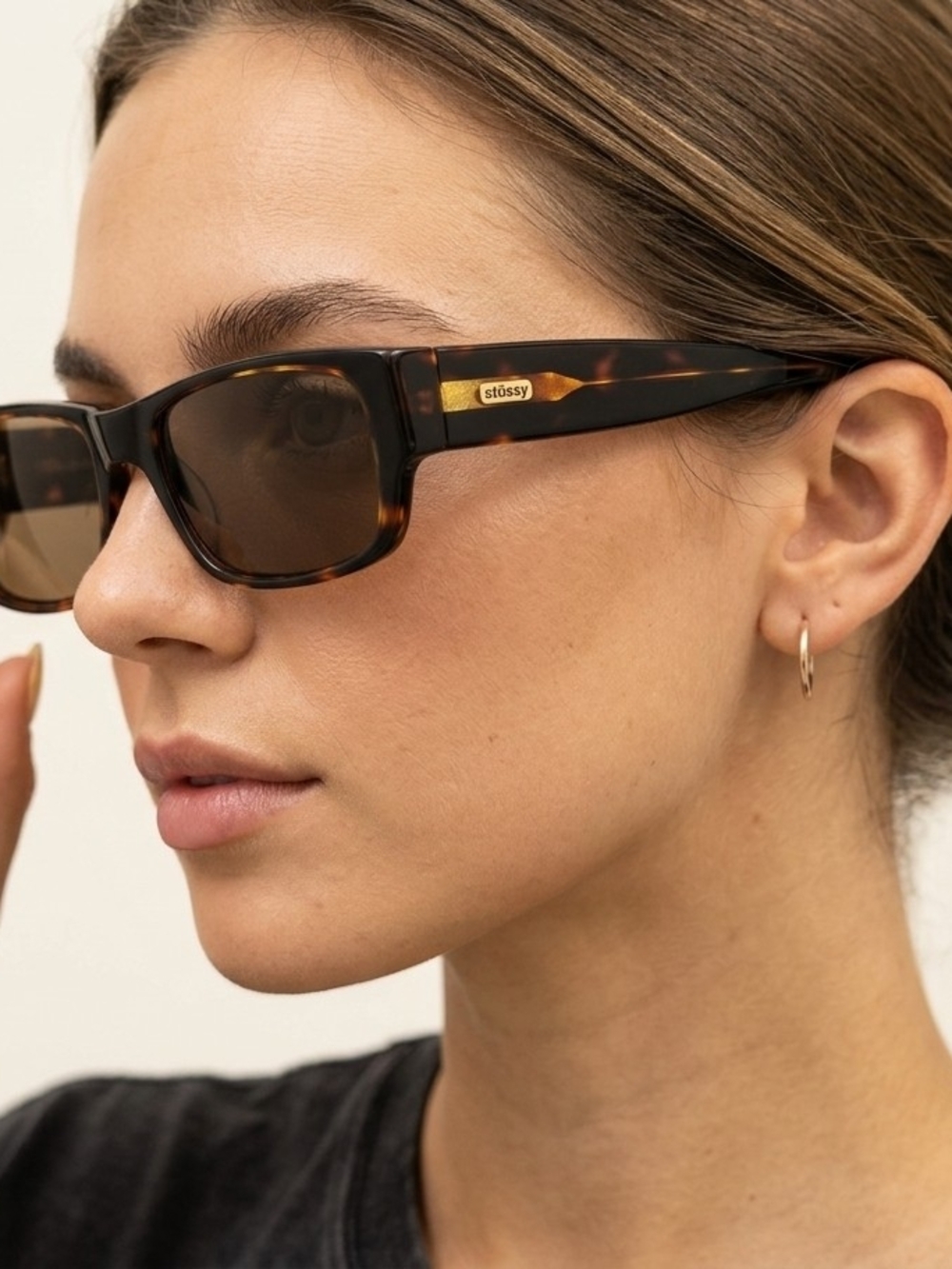 Vintage Stussy Eyegear Caesar Sunglasses Black & Tortoiseshell Rectangle Frames
